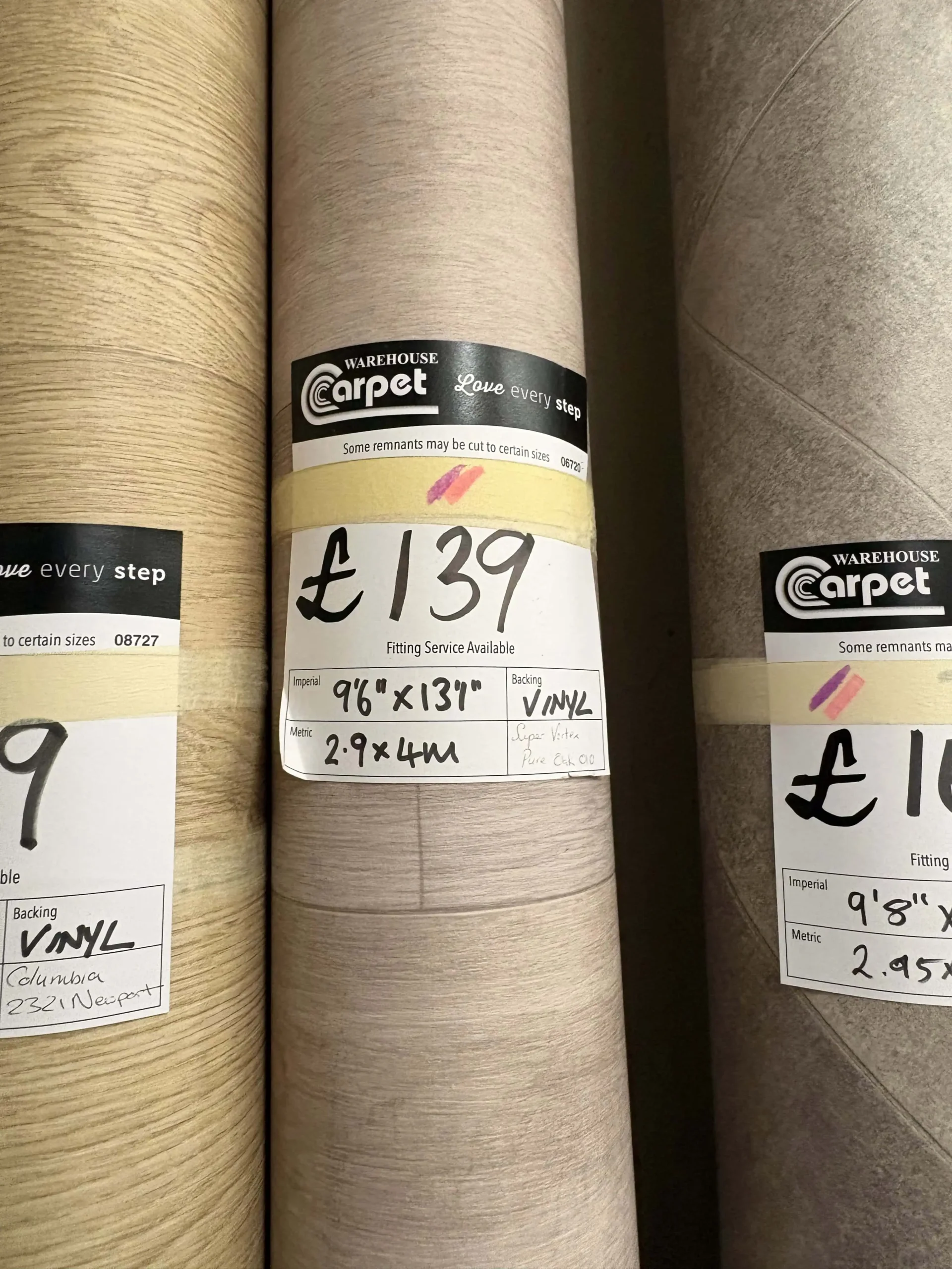 Super Vortex Pure Oak - Vinyl Remnant - 2.9m x 4m