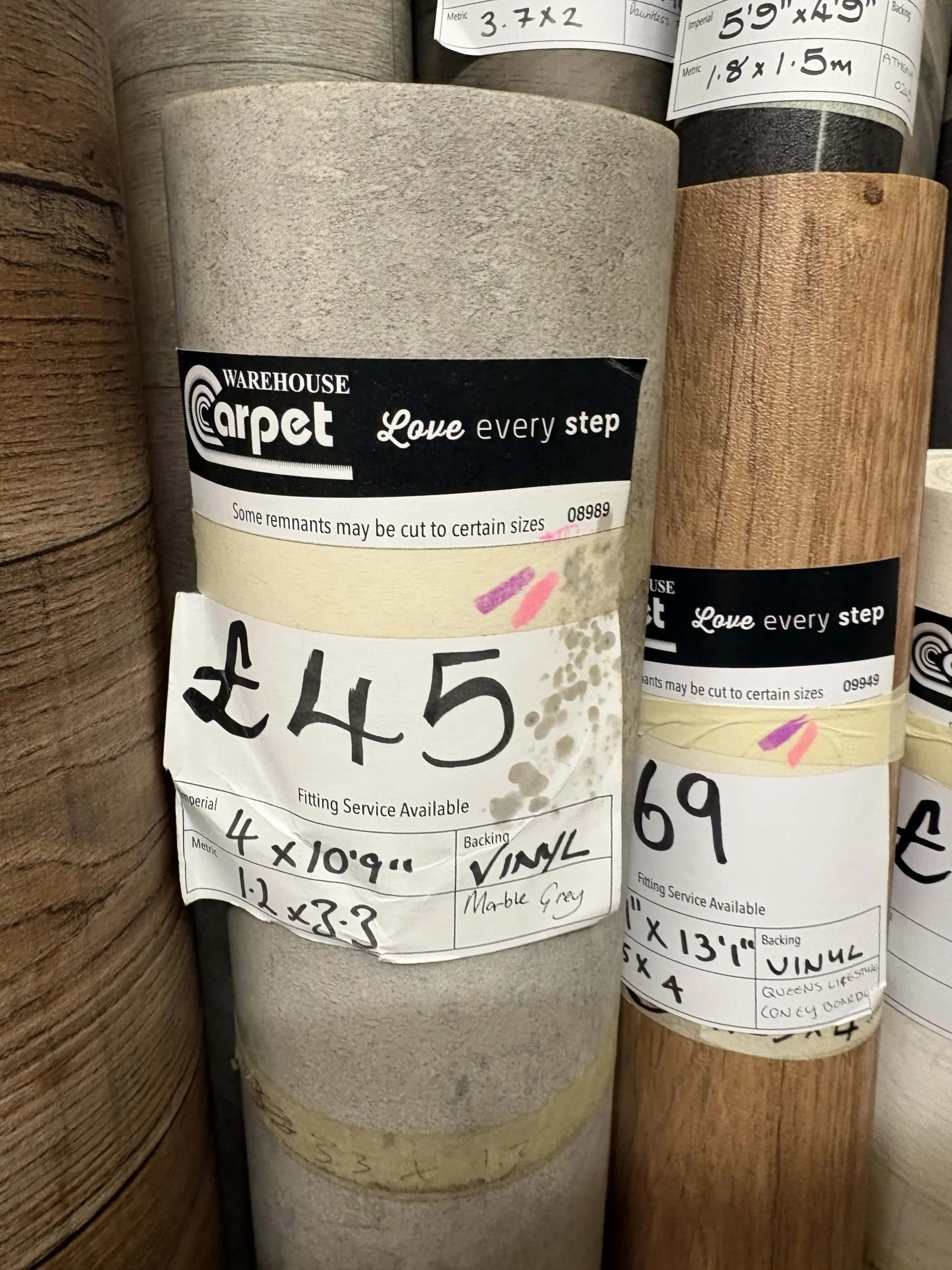 Marble Grey - Vinyl Remnant - 1.2m x 3.3m