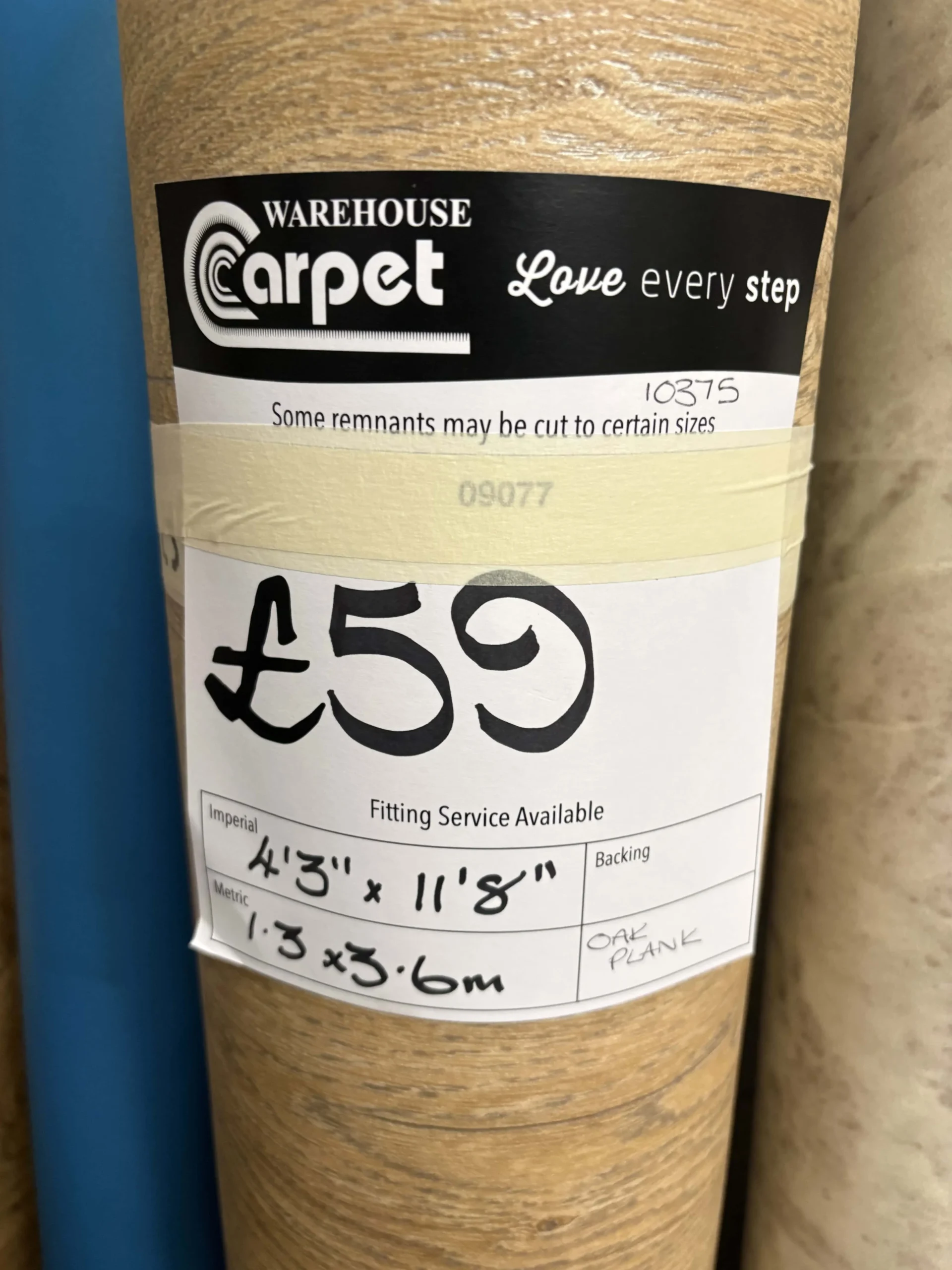 Oak Plank - Vinyl Remnant - 1.3m x 3.6m