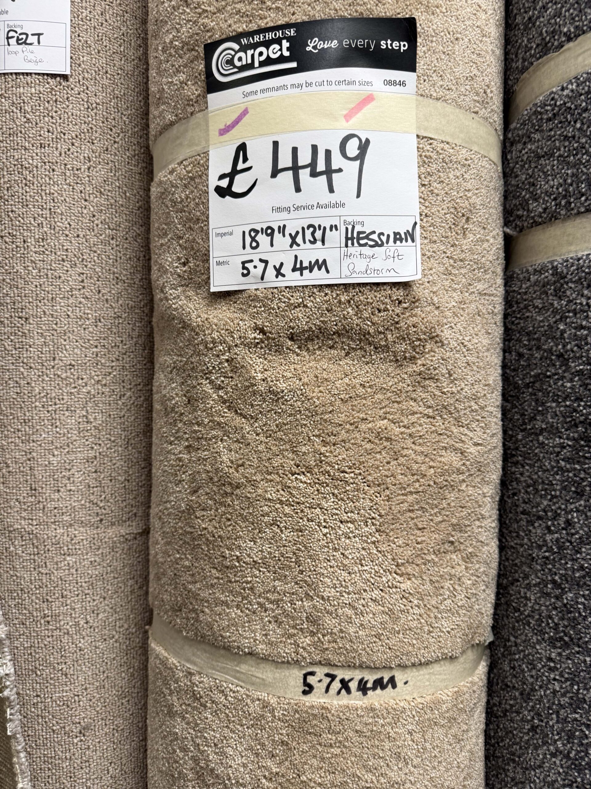 HERITAGE SAXONY - SOFT SANDSTORM - HESSIAN - 5.7 X 4M