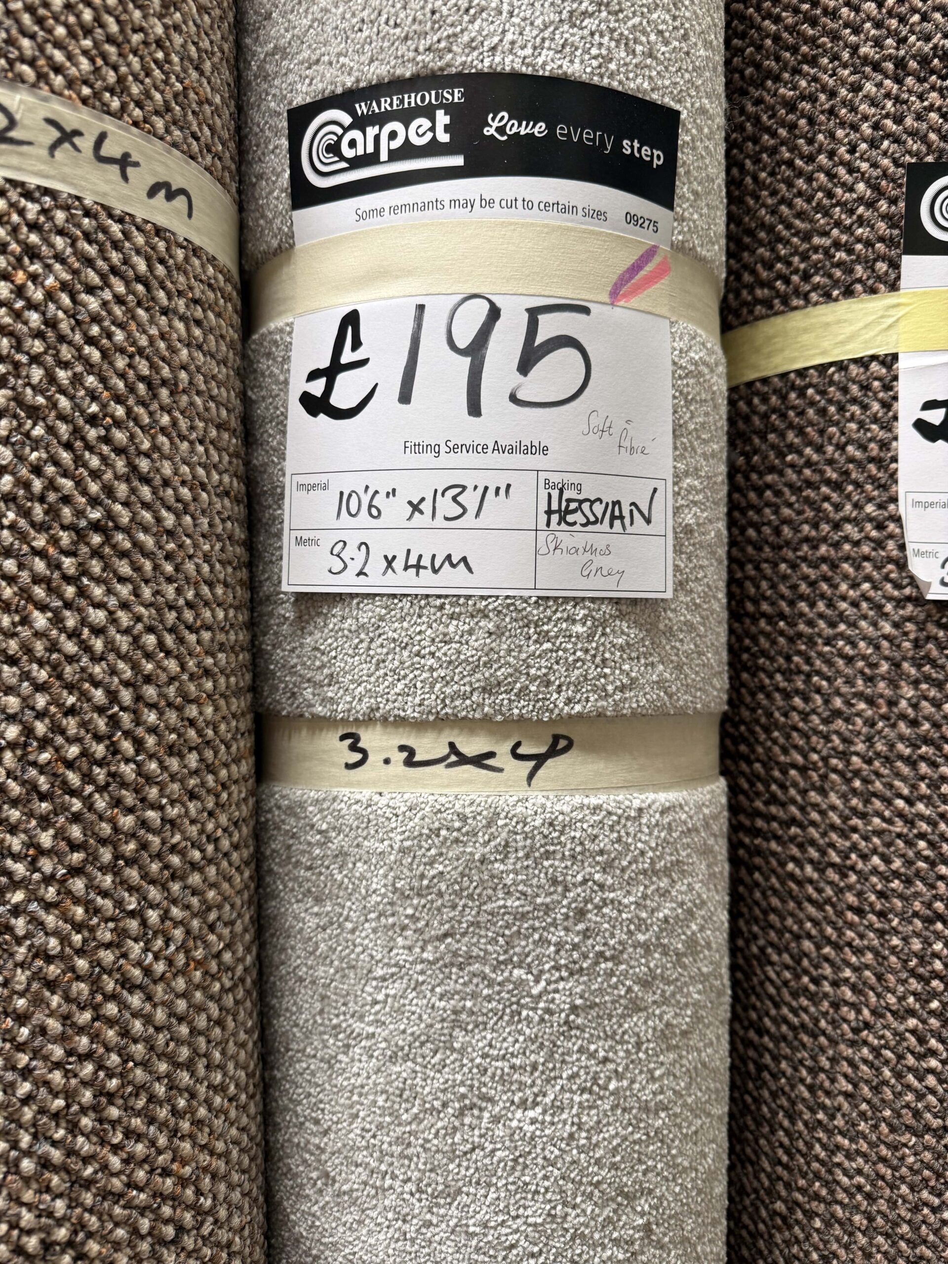 SKIATHOS - GREY - HESSIAN - 3.2 X 4M