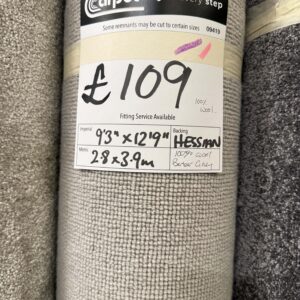 100% WOOL BERBER GREY - HESSIAN - 2.8 X 3.9M