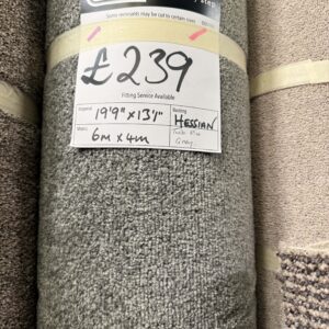 TWIST PILE - GREY- HESSIAN - 6 X 4M