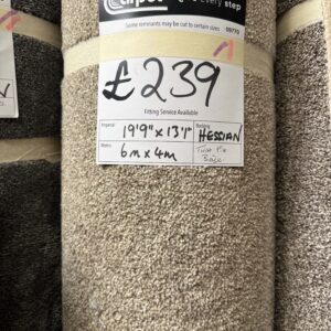 TWIST PILE - BEIGE - HESSIAN - 6 X 4M
