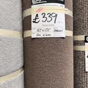 100% WOOL LOOP BERBER - BROWN - HESSIAN 5 X 4M