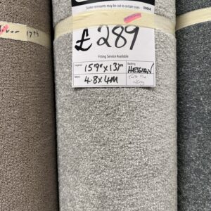 TWIST PILE - LIGHT GREY - HESSIAN - 4.8 X 4M