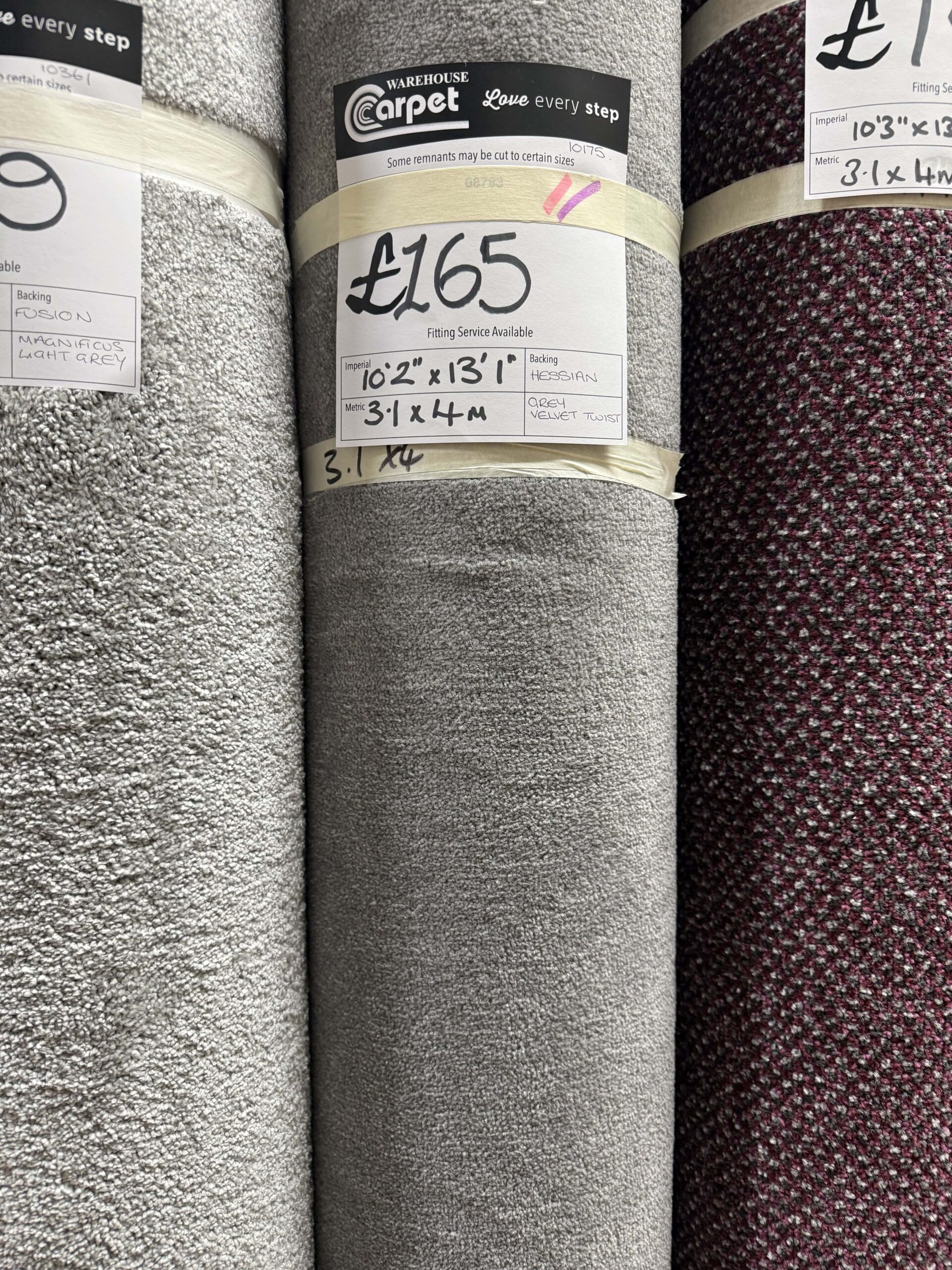 VELVET TWIST - GREY - HESSIAN - 3.1 X 4M
