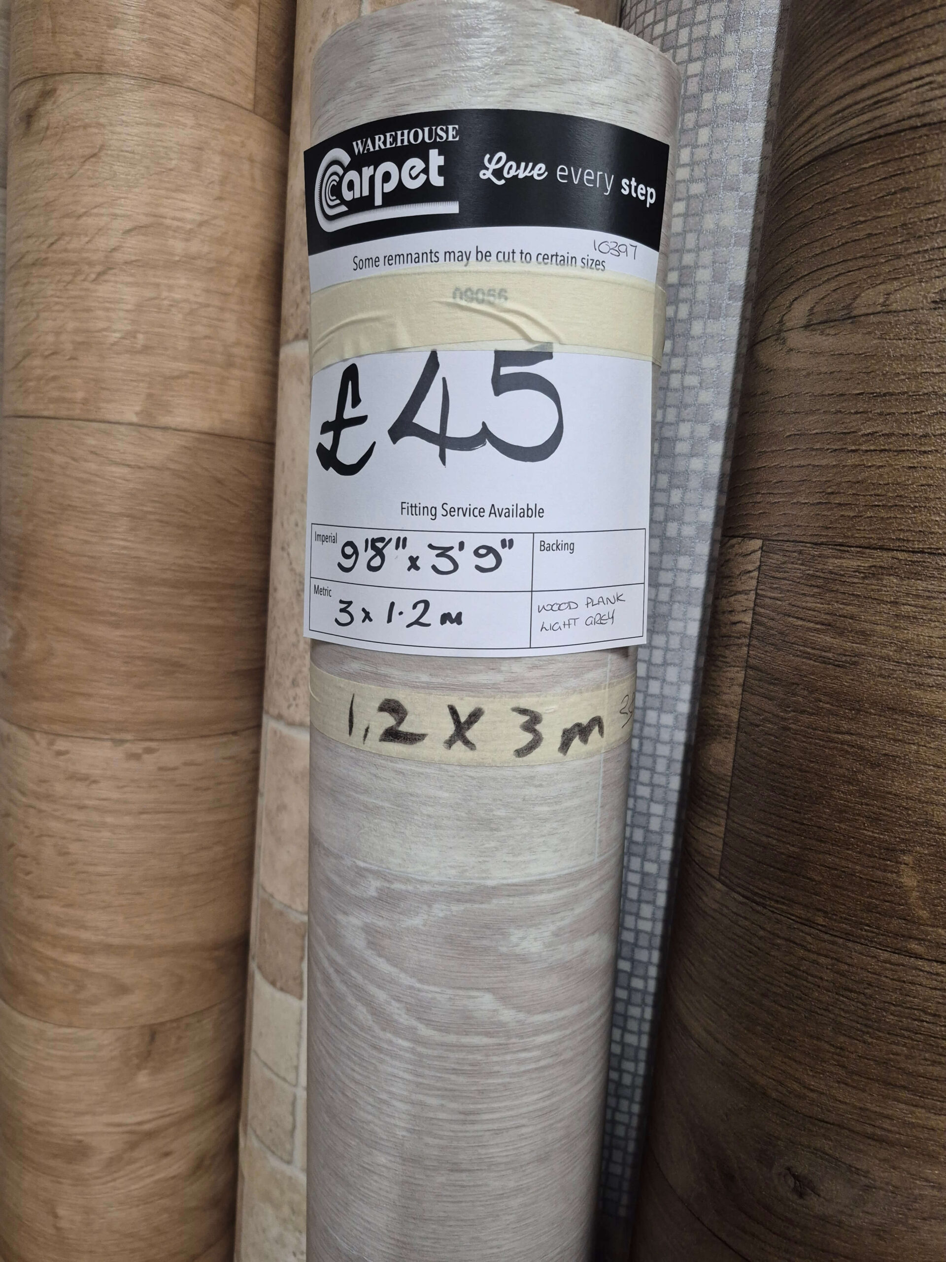 WOOD PLANK - LIGHT GREY - VINYL - 3 X 1.2M