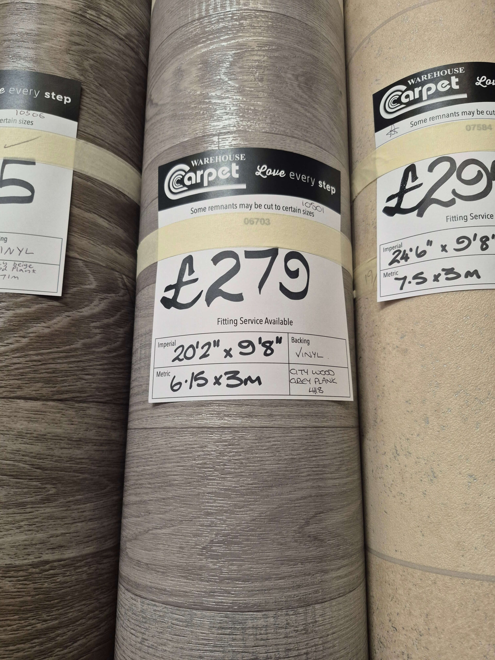 CITY WOOD - GREY PLANK - VINYL - 6.15 X 3M