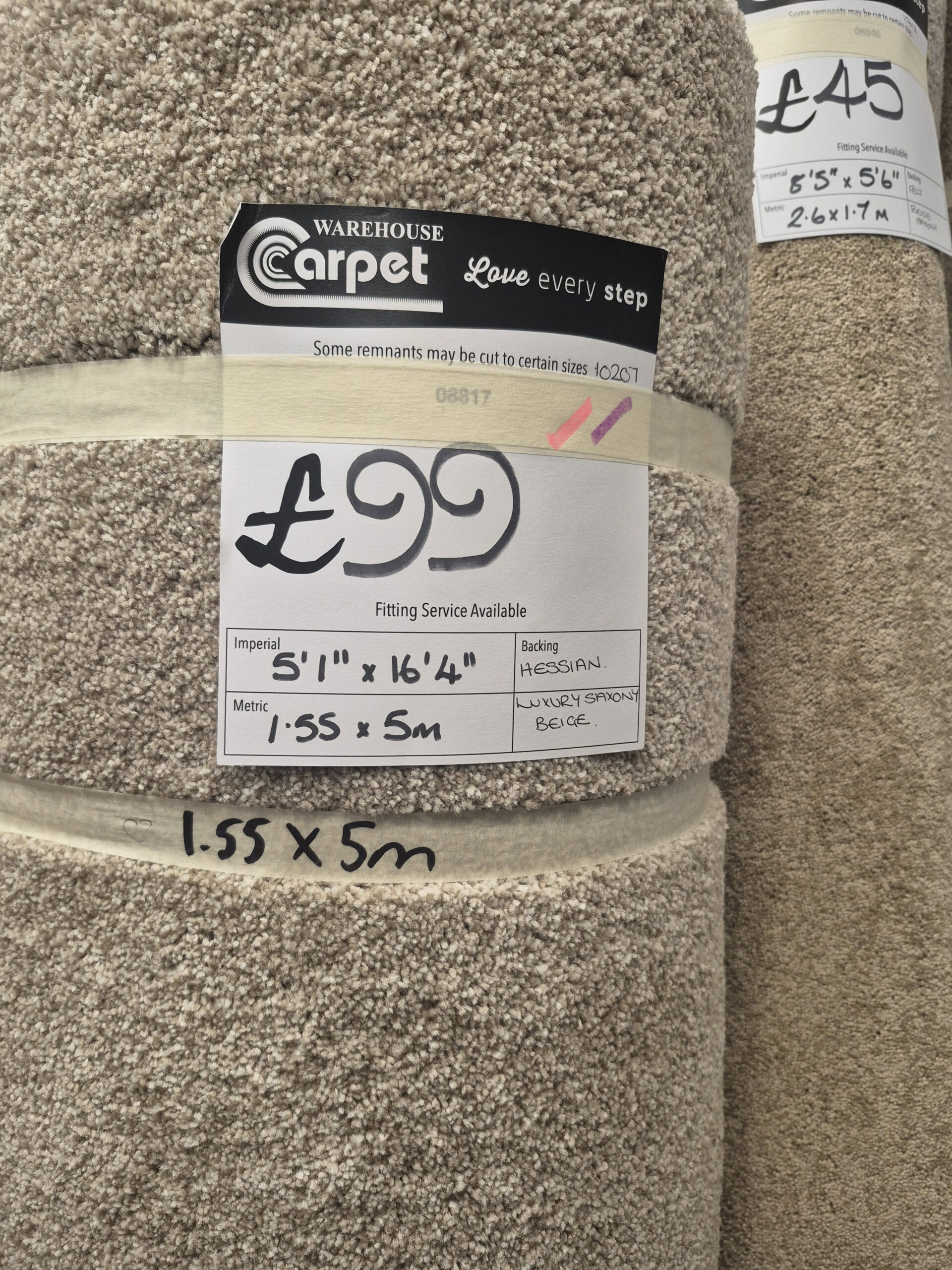 LUXURY SAXONY - BEIGE - HESSIAN - 1.55 X 5M