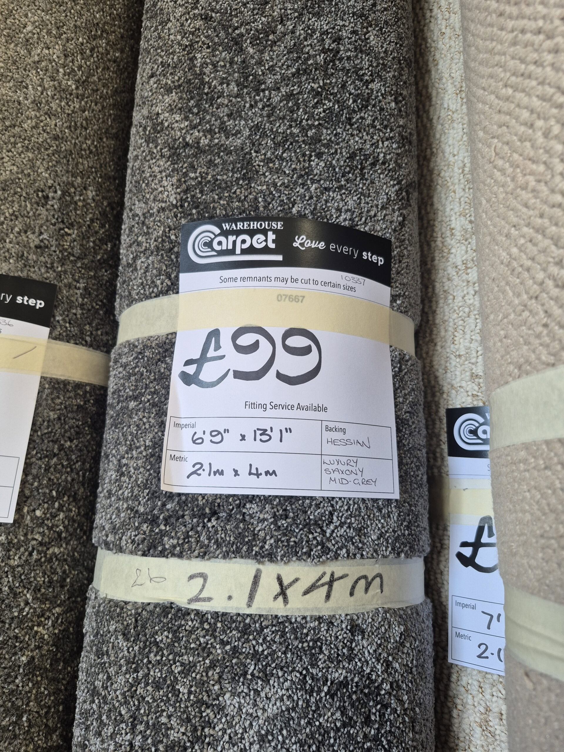 LUXURY SAXONY - MID GREY - HESSIAN - 2.1 X 4M