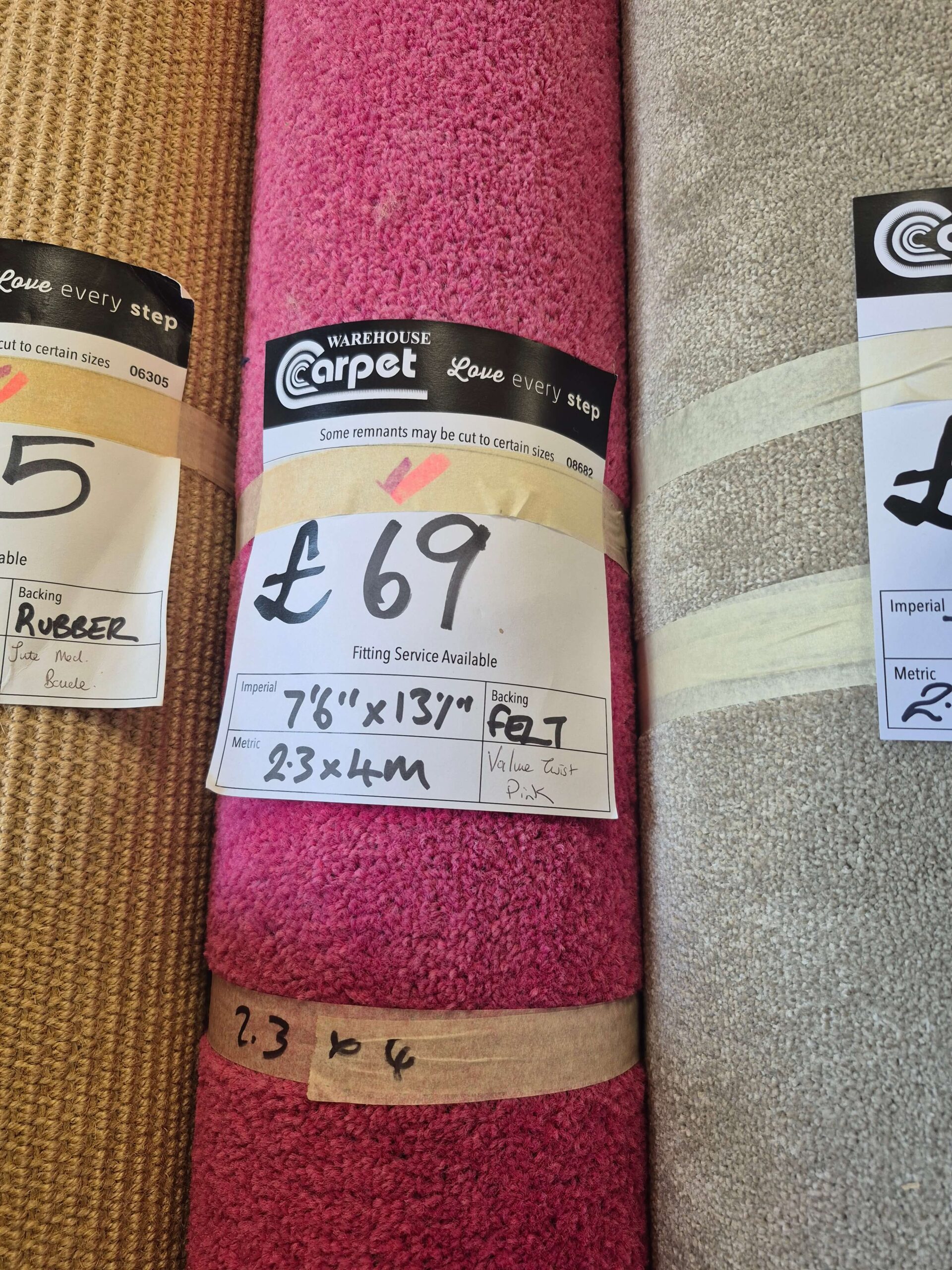 TWIST PILE - HOT PINK - FELT - 2.3 X 4M