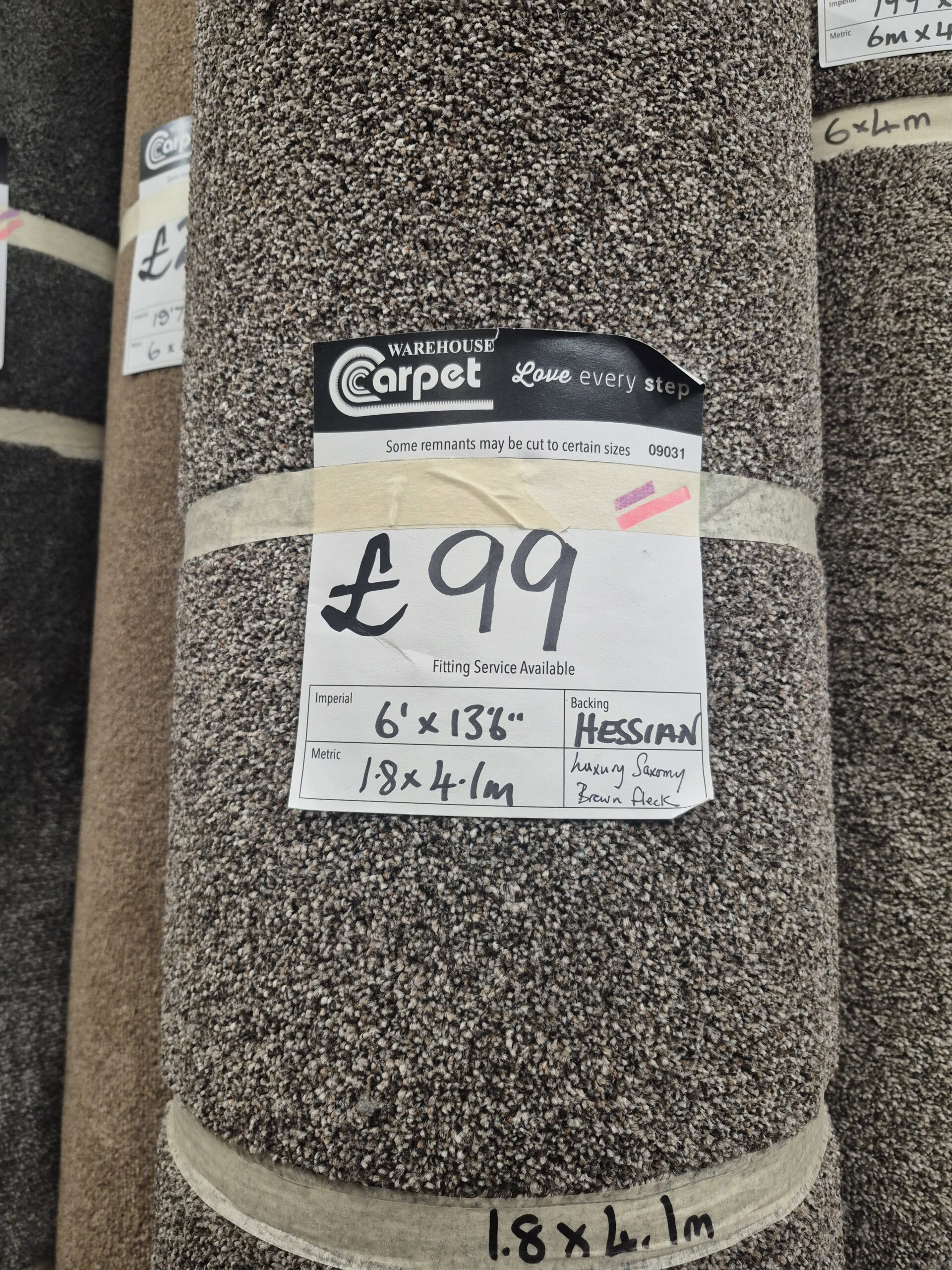 LUXURY SAXONY - BROWN FLECK - HESSIAN - 1.8 X 4.1M