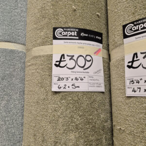 TWIST PILE - MOSS GREEN - HESSIAN - 6.2 X 5M