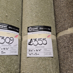 TWIST PILE - MOSS GREEN - HESSIAN - 4.7 X 5M