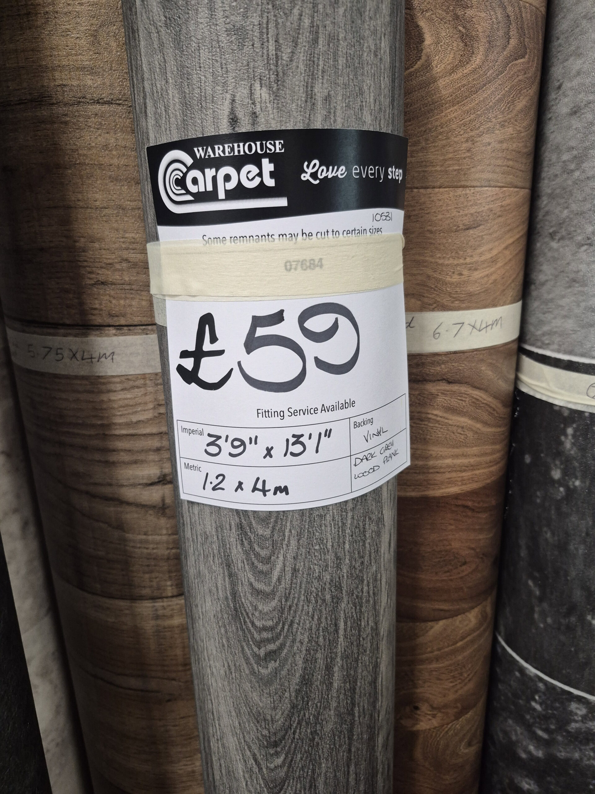 WOOD PLANK - DARK GREY - VINYL - 1.2 X 4M