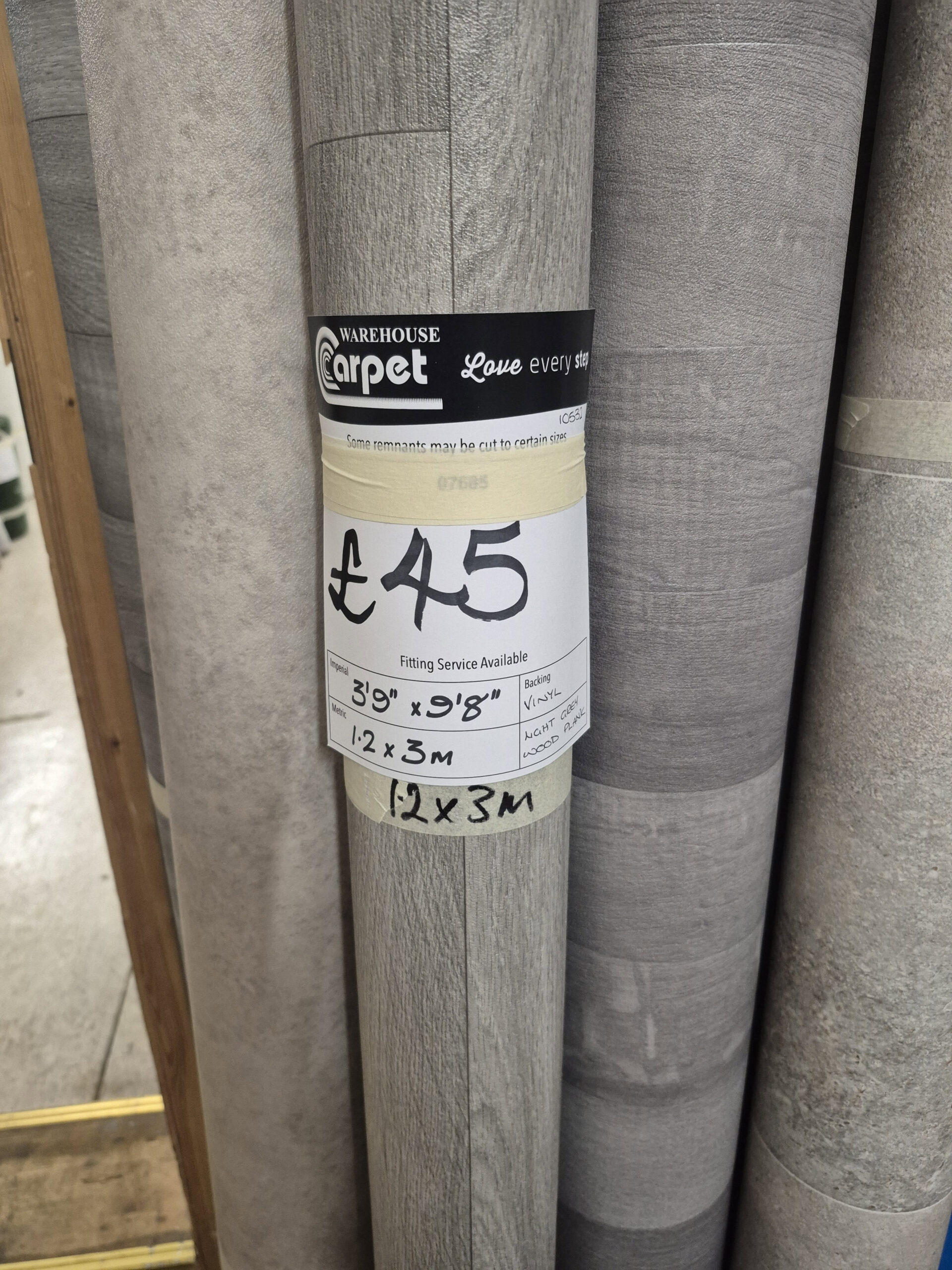 WOOD PLANK - LIGHT GREY - VINYL - 1.2 X 3M
