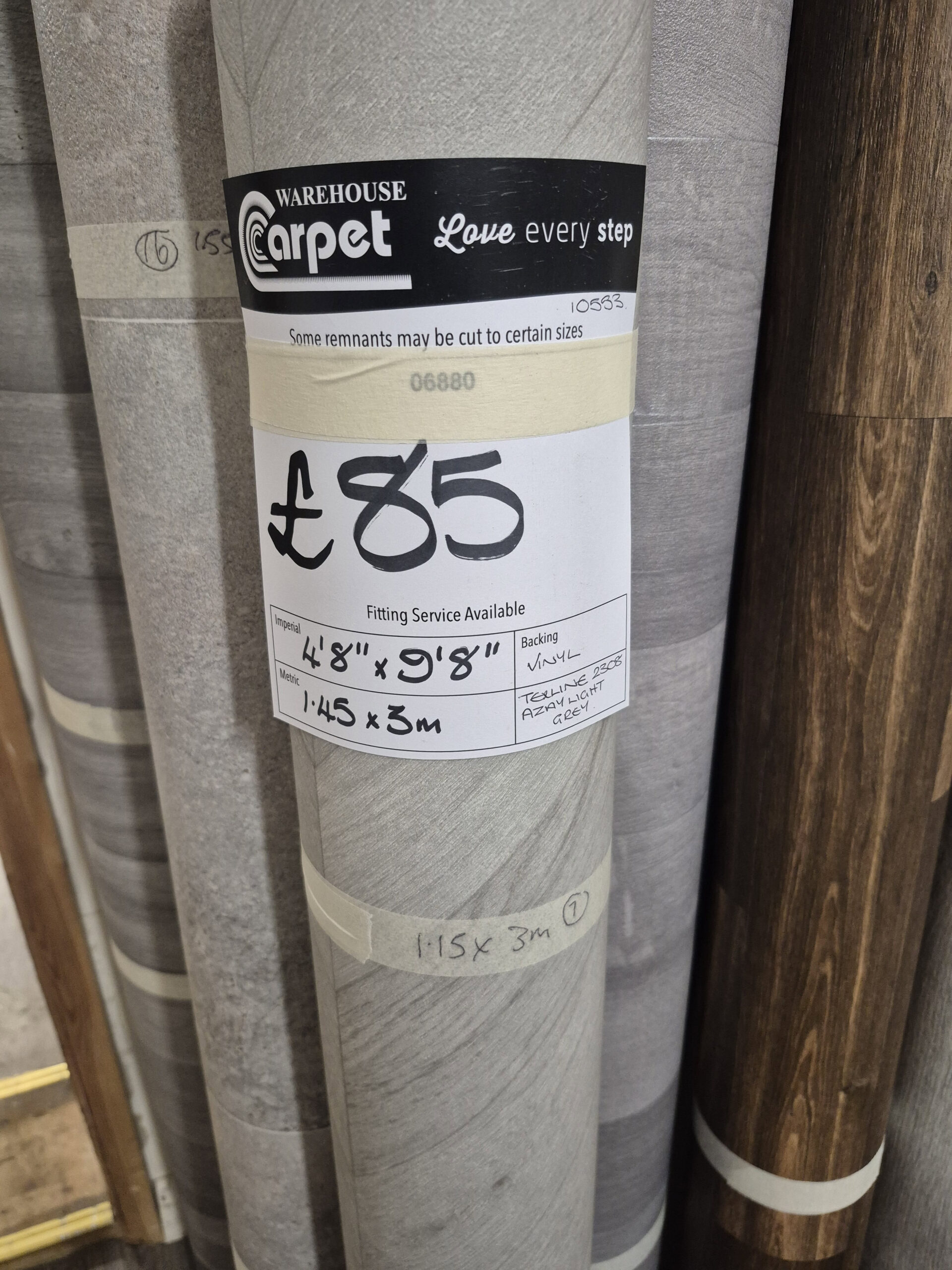 TEXLINE - AZAY LIGHT GREY - VINYL - 1.45 X 3M