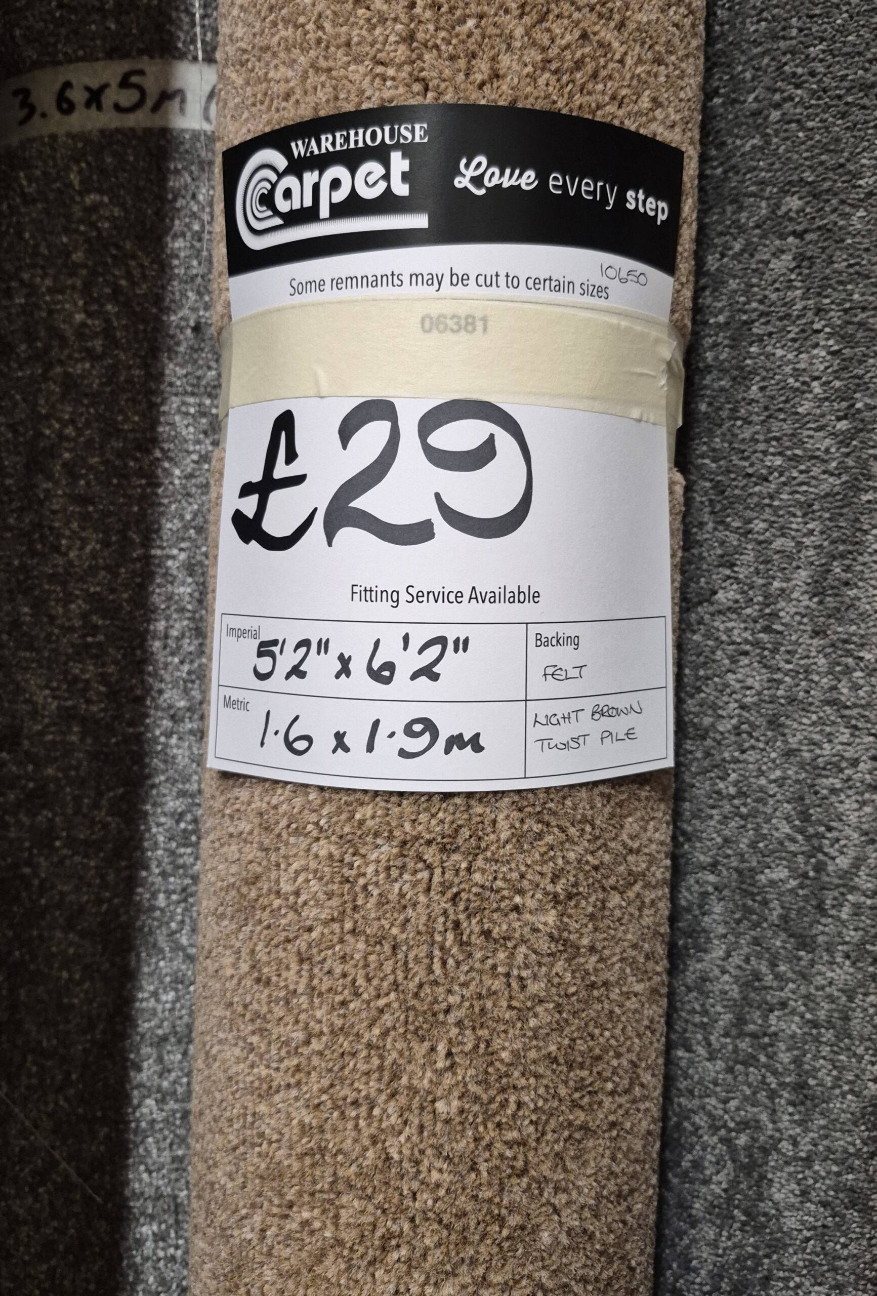 TWIST PILE - LIGHT BROWN - FELT - 1.6 X 1.9M