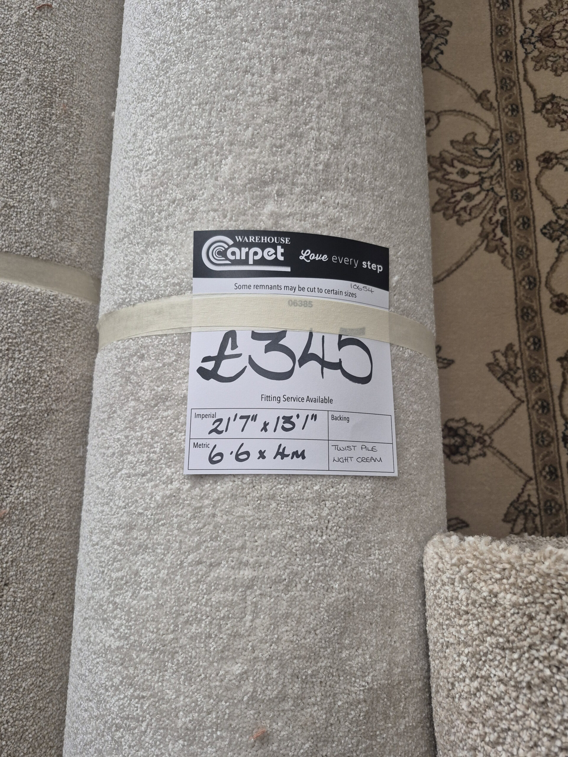 TWIST PILE - LIGHT CREAM - HESSIAN - 6.6 X 4M