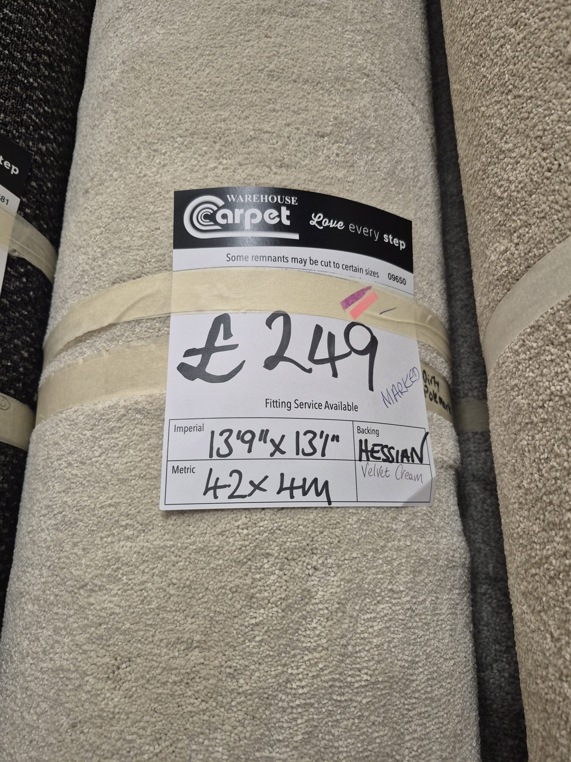 VELVET - CREAM - HESSIAN - 4.2 X 4M