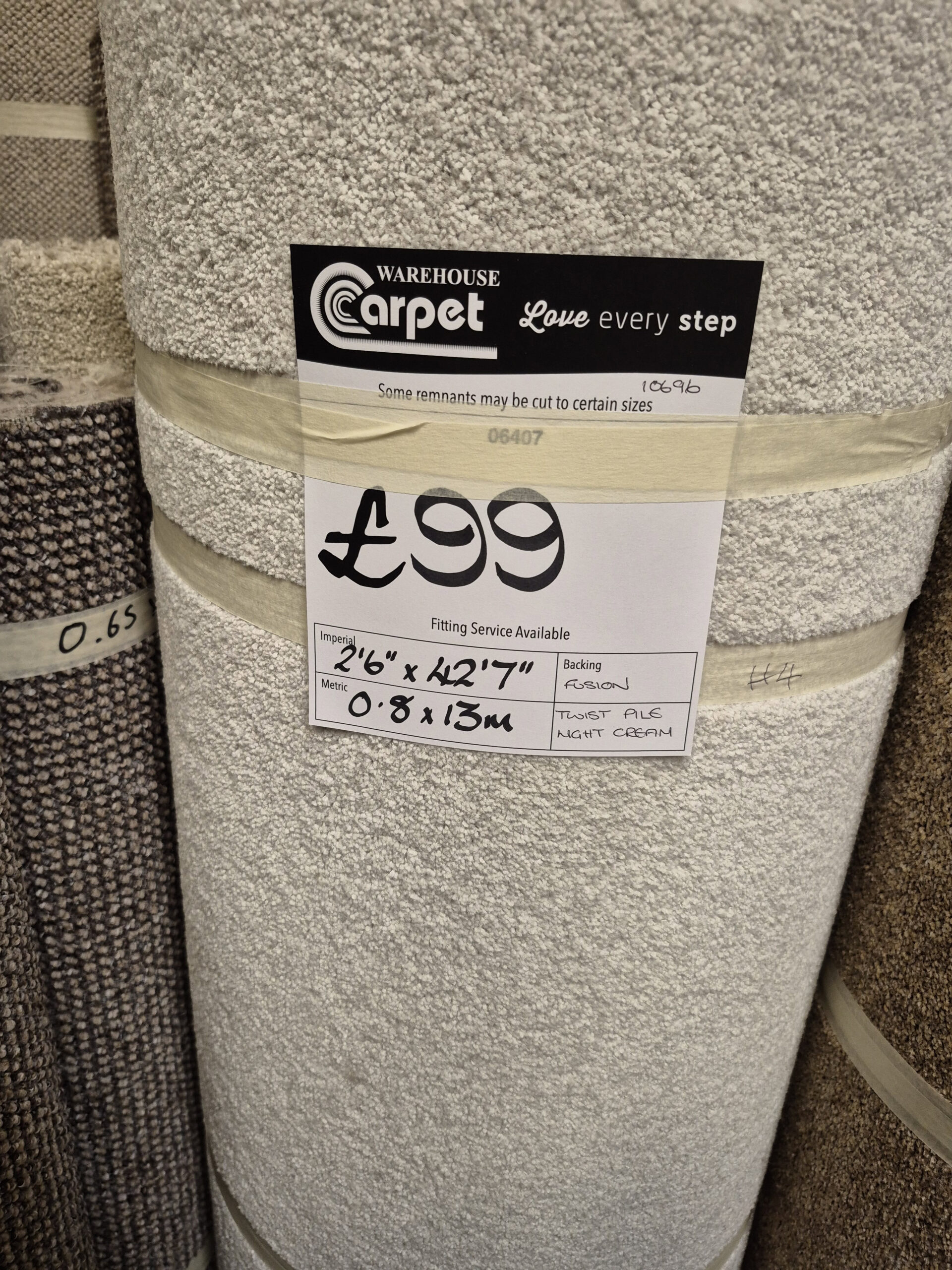 TWIST PILE - LIGHT CREAM - FUSION - 0.8 X 13M
