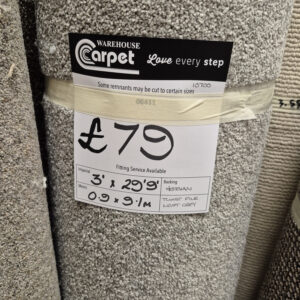 TWIST PILE - LIGHT GREY - HESSIAN - 0.9 X 9.1M