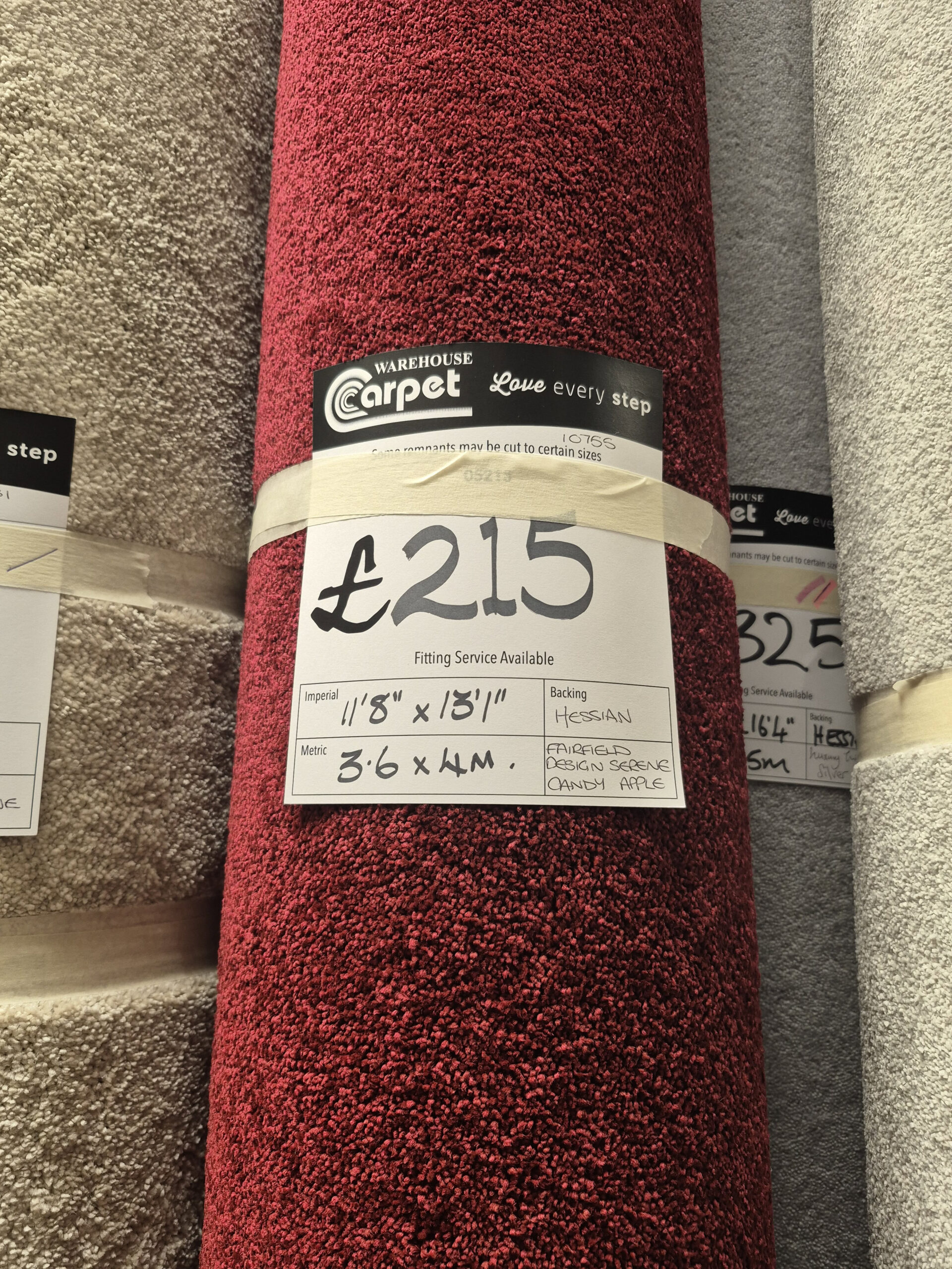 FAIRFIELD DESIGN SERENE SAXONY - CANDY APPLE - HESSIAN - 3.6 X 4M