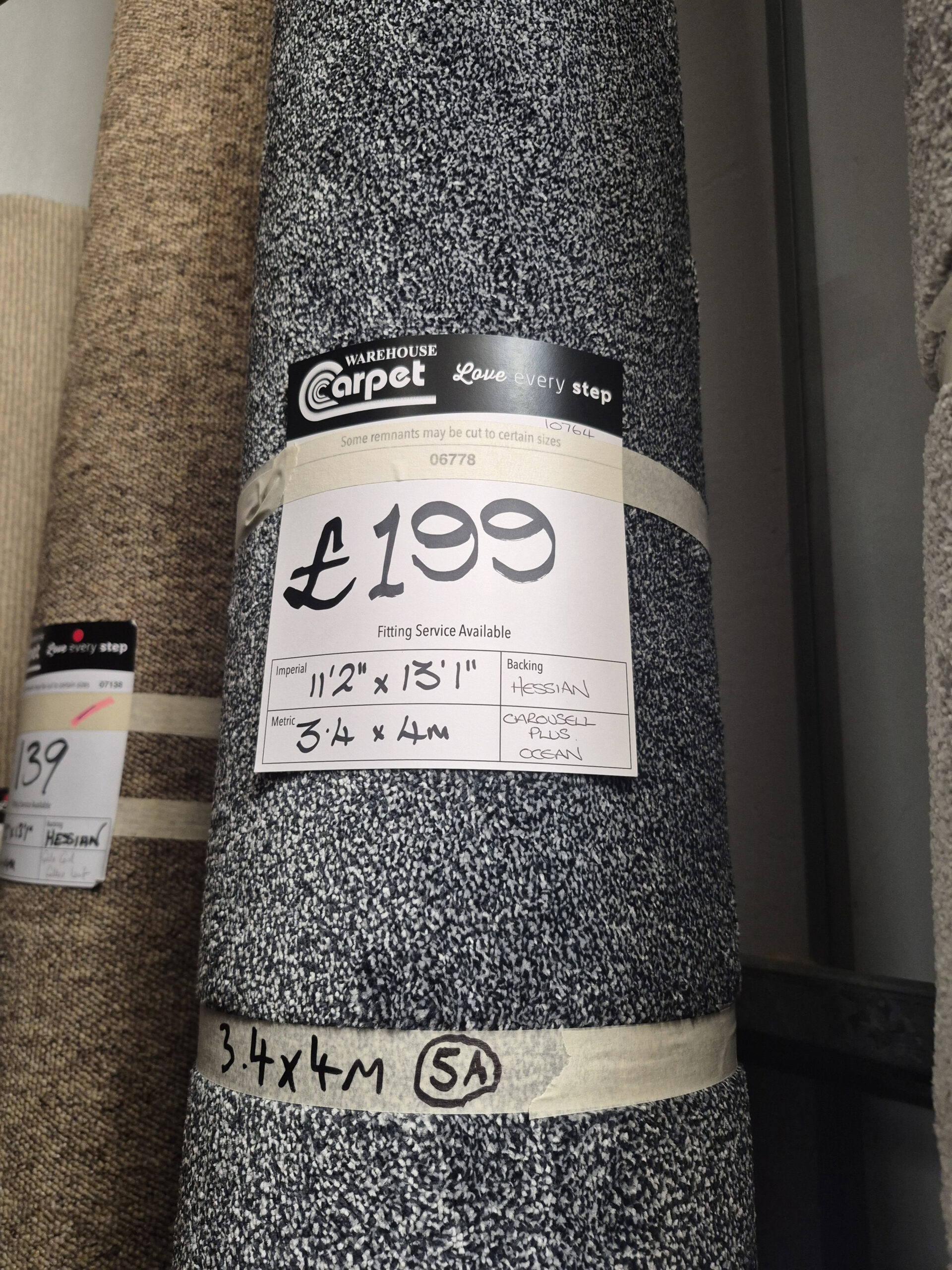 CAROUSEL PLUS TWIST - OCEAN - HESSIAN - 3.4 X 4M