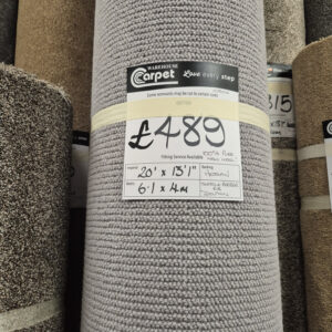 SUFFOLK BERBER RIB 100% WOOL - DOLPHIN - HESSIAN - 6.1 X 4M