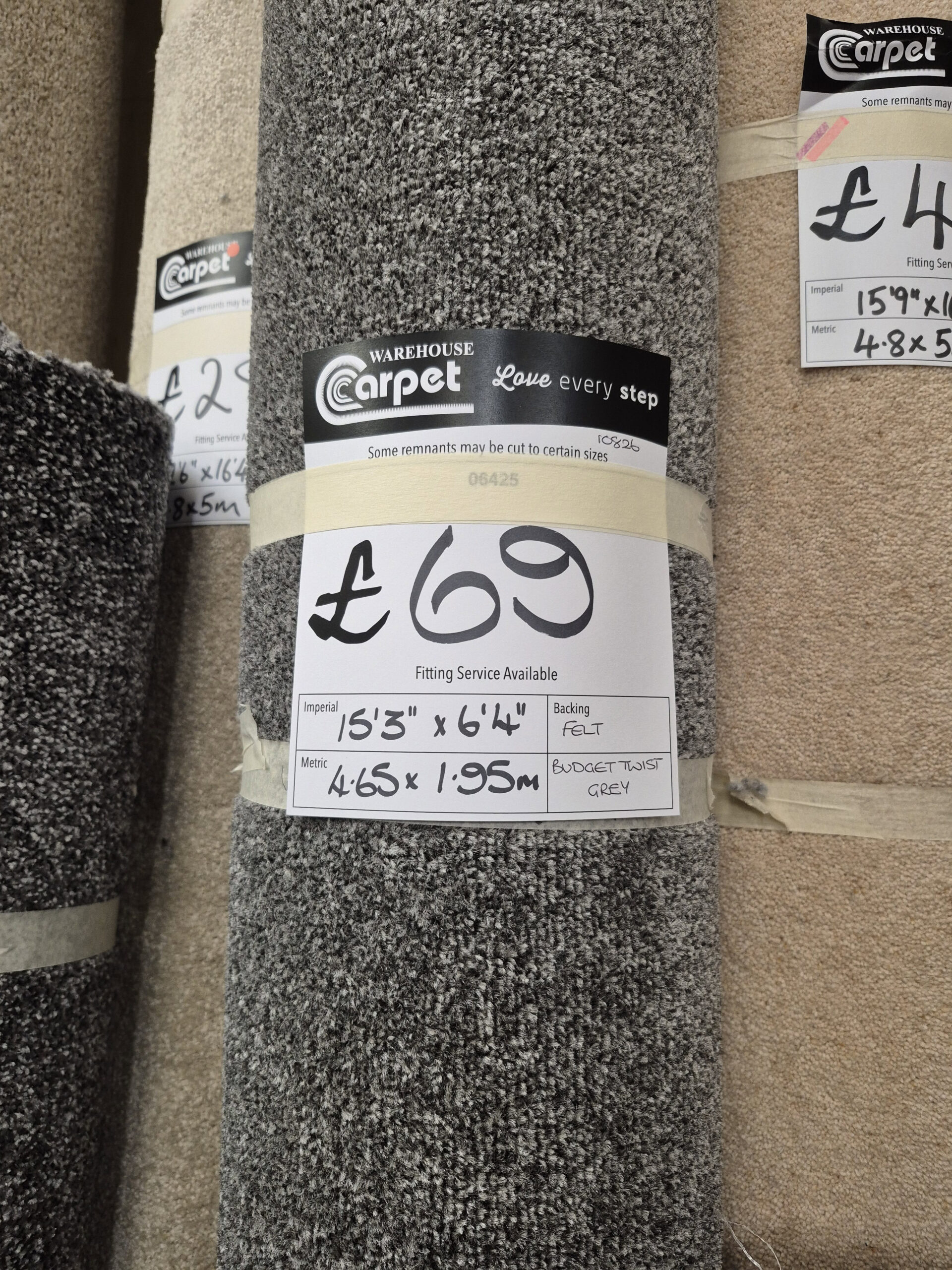 BUDGET TWIST - GREY - FELT - 4.65 X 1.95M