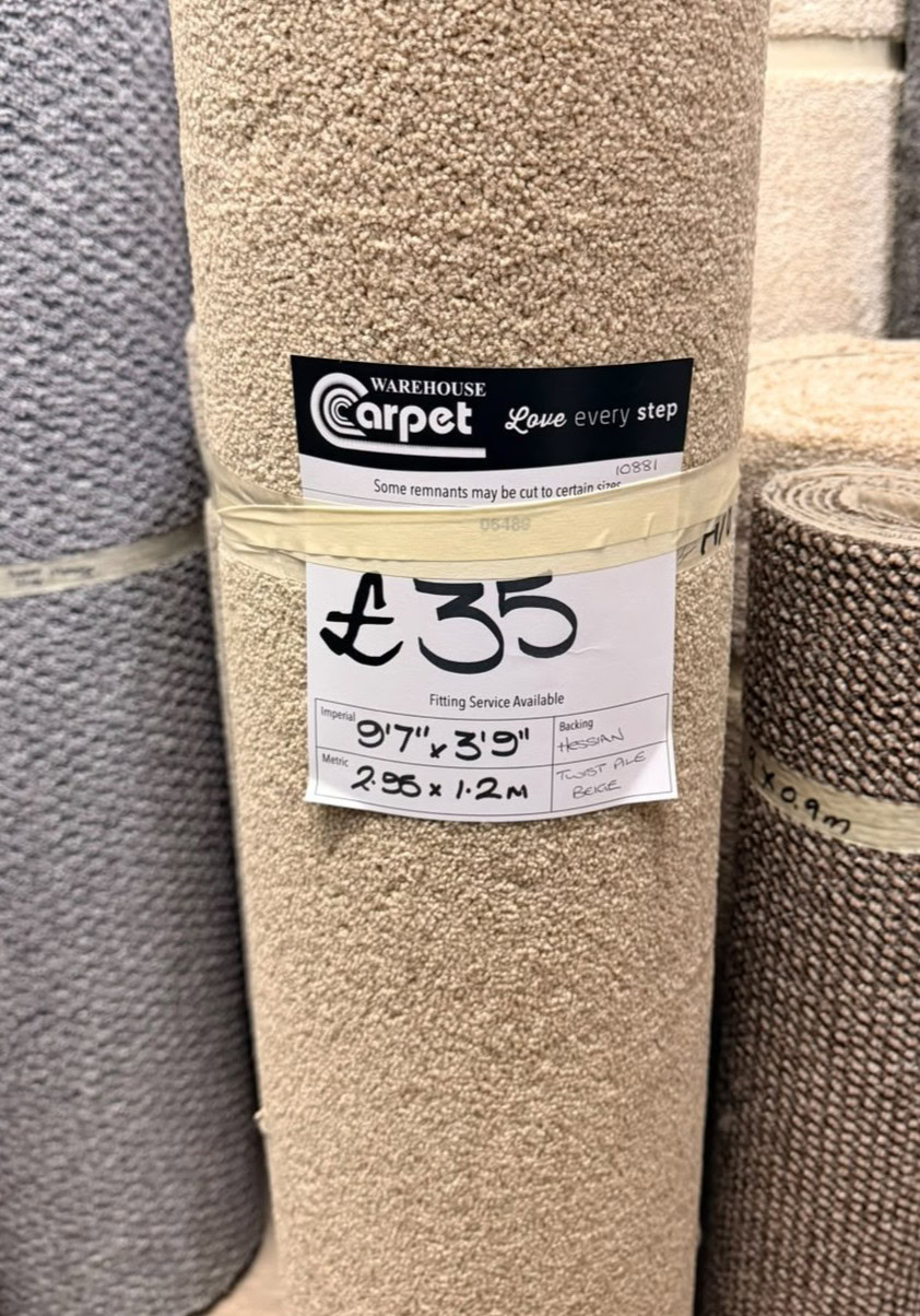 TWIST PILE - BEIGE - HESSIAN - 2.95 X 1.2M