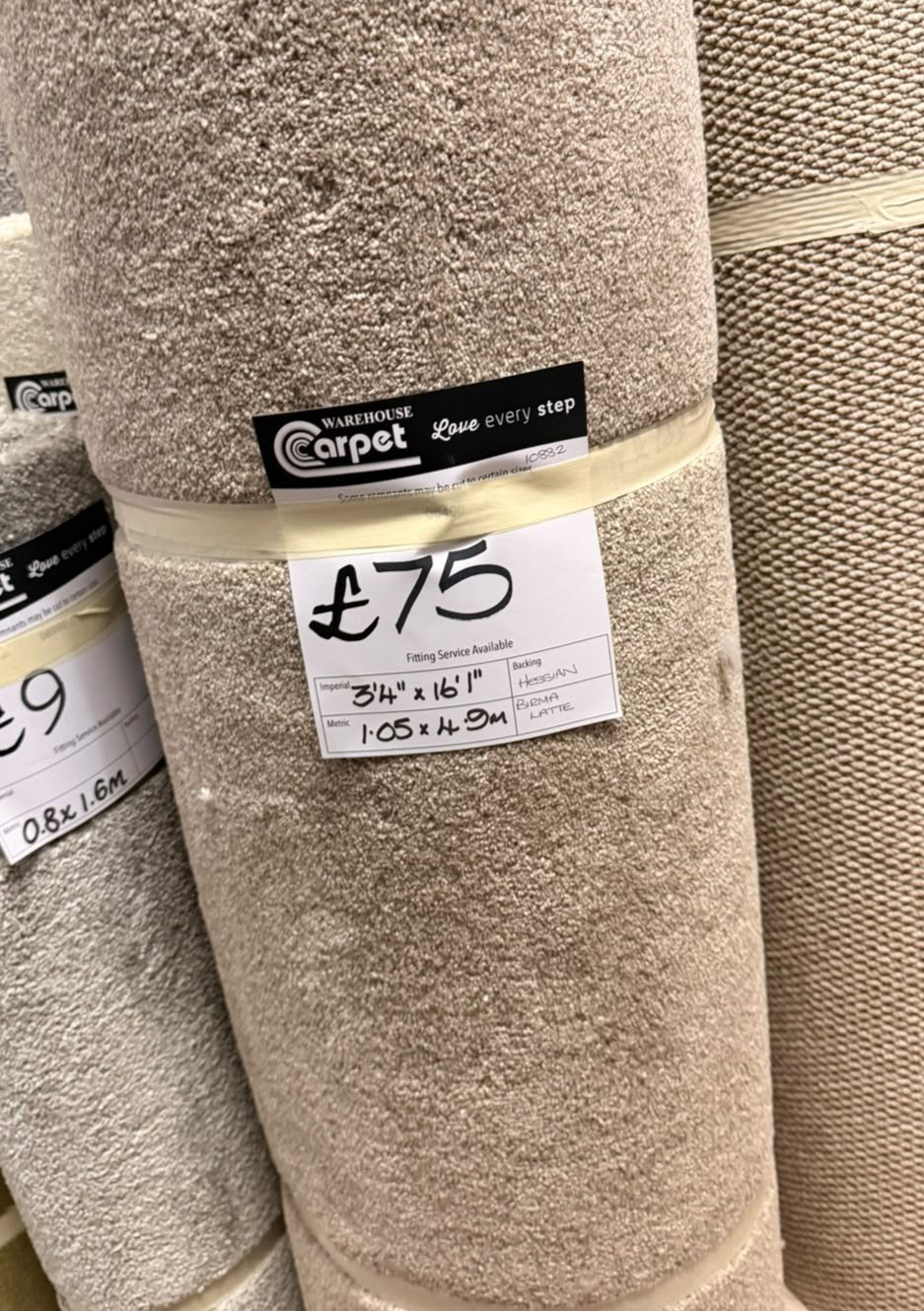 BIRMA SAXONY - LATTE - HESSIAN - 1.05 X 4.9M